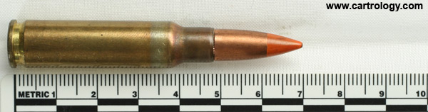 7.62mm pre-NATO Intermediate Case Tracer T102 United States F A 49 profile view.