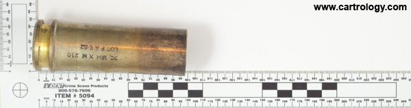 30 x 100mm B WECOM New Unprimed Empty XM210 United States  profile view.