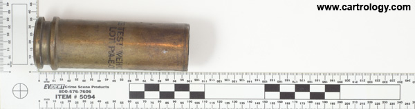 30 x 100mm B WECOM Fired XM193 United States 30MM XM193 FAE 541 1969 profile view.