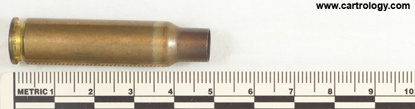 7.62mm pre-NATO Intermediate Case New Unprimed Empty  United States F A * 48 profile view.