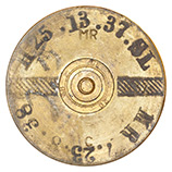 25 x 194mm R Hotchkiss AP-T  France MR 37 C 2 (black ink) MR 7.23.8.38 H25.13.37.SL (on primer assembly) CF 28 38 head view.