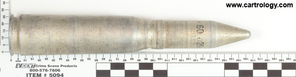 20 x 102mm Dummy M51A1B1 United States  profile view.