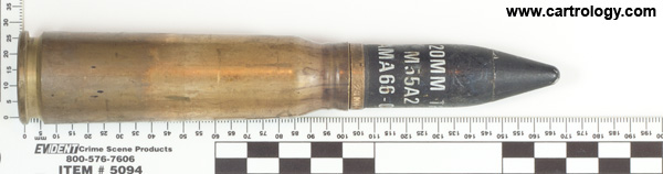 20 x 102mm TP M55A2 Denmark 20mm M103 AMA 65-03 profile view.