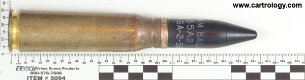 20 x 102mm TP M55A2 United States  profile view.