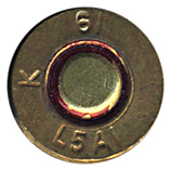7.62mm NATO Tracer #9 United Kingdom K 61 L5A1 head view.