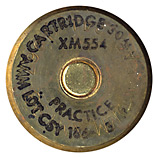 30 x 100mm B WECOM TP XM554 United States 30MM XM193 FAE 241 1967 (black ink)CARTRIDGE 30MM XM554 PRACTICE AMM LOT CSY 186-3 head view.