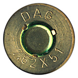 7.62mm NATO Blank (Inert)  West Germany DAG 7,62x51 head view.