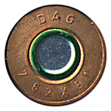 7.62mm NATO Plastic Training  West Germany DAG 7.62x51 head view.