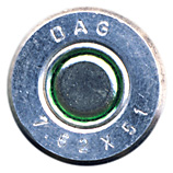 7.62mm NATO Plastic Training  West Germany DAG 7.62x51 head view.