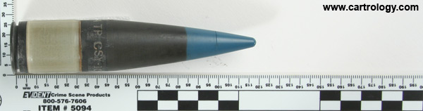 25 x 155mm GAU-7/A TP  United States  profile view.