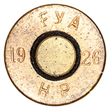 7.65 x 53mm Mauser Blank  Argentina FyA 19 H.P. 26 head view.