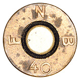 7.65 x 53mm Mauser Ball  Belgium F N B 40 head view.