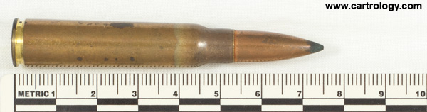 7.65 x 53mm Mauser Ball  Belgium F N B 40 profile view.