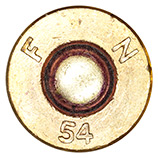 7.65 x 53mm Mauser Blank  Belgium F N 54 head view.