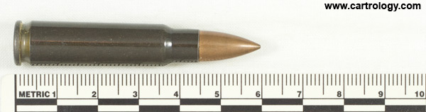 7.62 x 45 mm Ball  Czechoslovakia bxn 54 profile view.