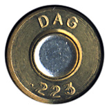 5.56 x 45mm Blank  West Germany DAG .223 head view.