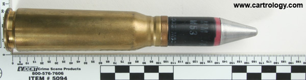 20 x 102mm API M53 United States  profile view.