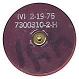 30 x 173mm GAU-8/A Fired PGU-15/B United States (white ink) IVI 2-19-75 7300310-2-H head view.