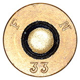 7.65 x 53mm Mauser Ball  Belgium F N 33 head view.