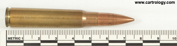 7.65 x 53mm Mauser Ball  Belgium F N 33 profile view.