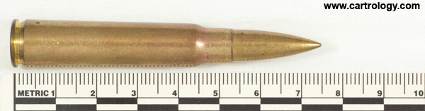 7.65 x 53mm Mauser Ball  Argentina I.M.P.A. 1946 profile view.