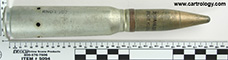 20 x 110mm USN Dummy MK 100 United States 20MM-MK5. MOD.0 RNO . 10 . 65 . profile view.