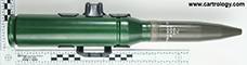 35 x 228mm Oerlikon Break-Up DM28A1 Netherlands 35x228 DM1001 LOS EMZ-10-36-X (on primer assembly) SF 004-82 profile view.