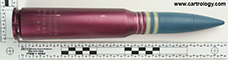 30 x 173mm GAU-8/A TP PGU-15/B United States (white ink) IVI 2-26-75 7300310-2-H profile view.