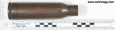 25 x 163mm Type 96 Fired  Japan (anchor) (on primer assembly) (anchor) 0 (Japanese character) profile view.