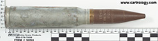 20 x 110mm USN Inert  United States NECO 12-52 20MM-MK.5. MOD.0 profile view.
