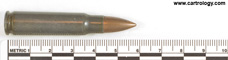 7.62 x 45 mm Ball  Czechoslovakia ZV 61 profile view.