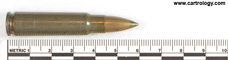 7.62 x 45 mm Tracer  Czechoslovakia bxn 54 profile view.