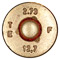 7.62 x 99mm New Primed Empty  France TE 2.73 F 12,7 head view.