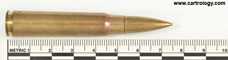 7.65 x 53mm Mauser Ball  Argentina I.M.P.A. 1946 profile view.